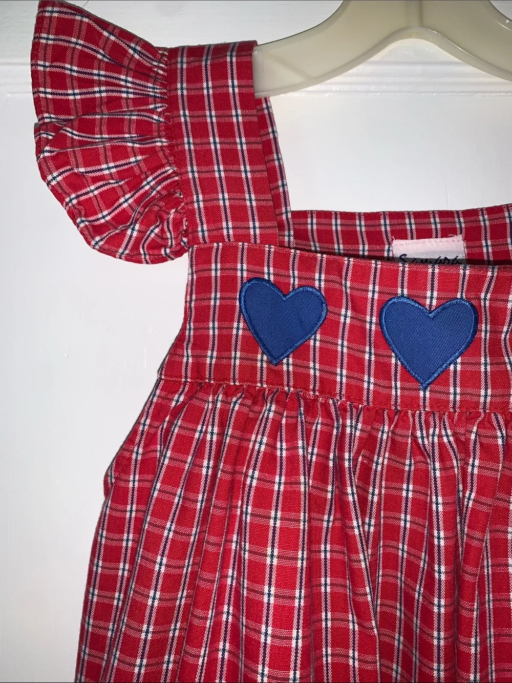 Samara Red Ruffle Sleeves Watering Can Dress 6X Hearts Sundress